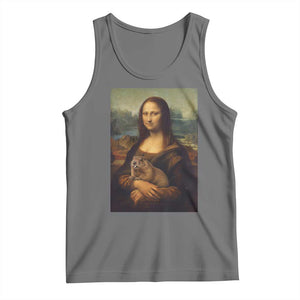 Mona Lisa Holding Groundhog Parody Painting Tank Top Funny Groundhog Day TS11 Black Heather Print Your Wear
