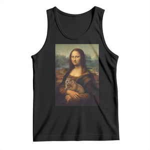 Mona Lisa Holding Groundhog Parody Painting Tank Top Funny Groundhog Day TS11 Black Print Your Wear