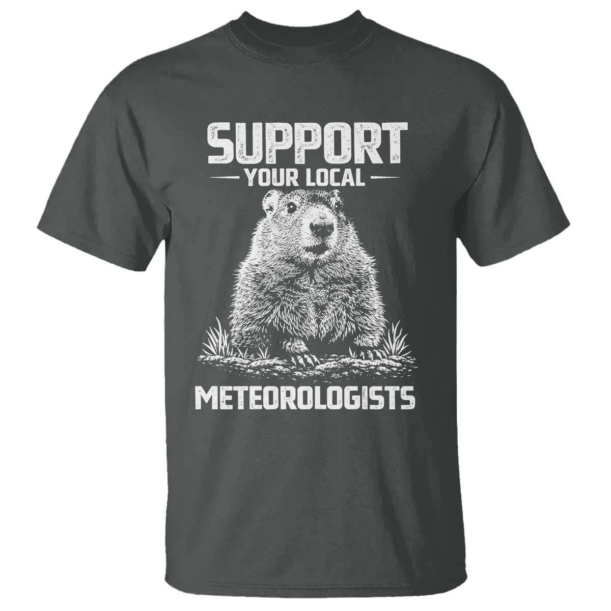 Funny Woodchuck Groundhog Day T Shirt Support Your Local Meteorologists TS11 Dark Heather Print Your Wear