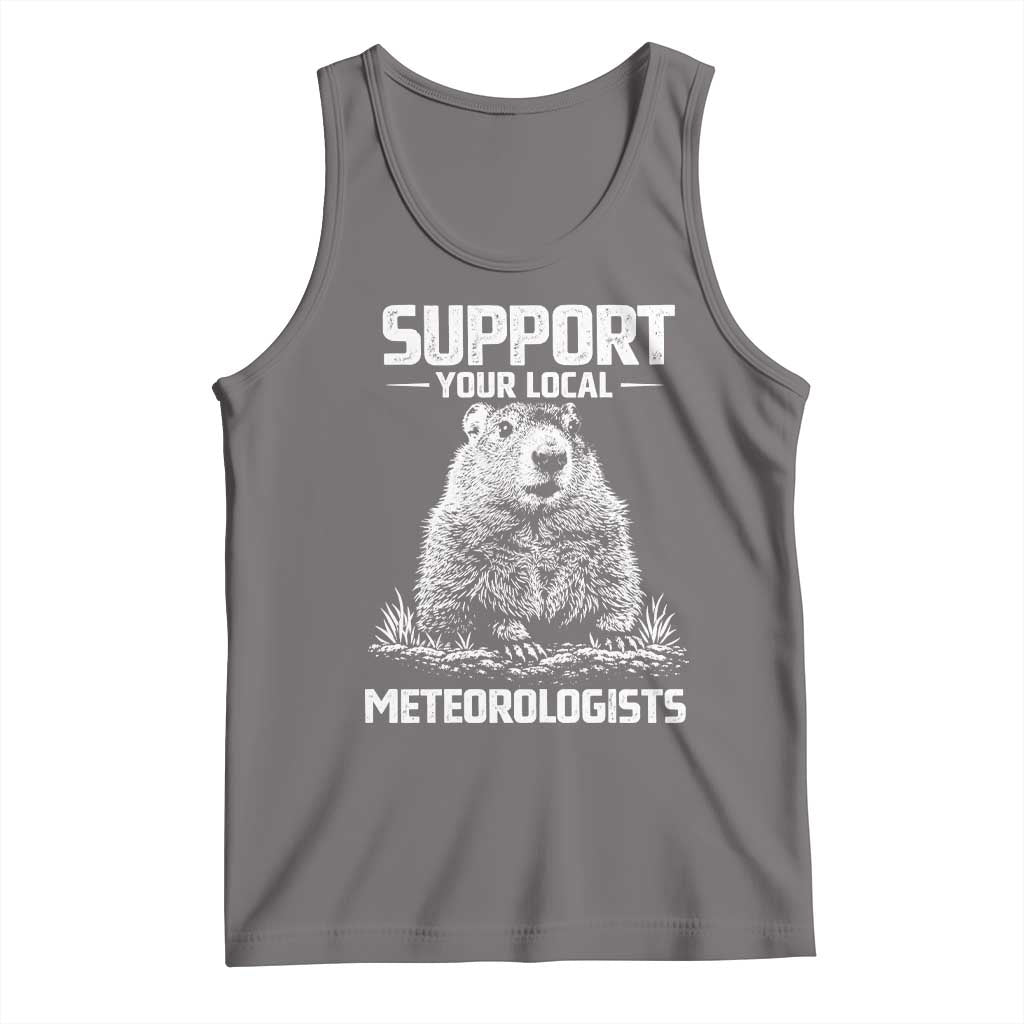 Funny Woodchuck Groundhog Day Tank Top Support Your Local Meteorologists TS11 Deep Heather Print Your Wear
