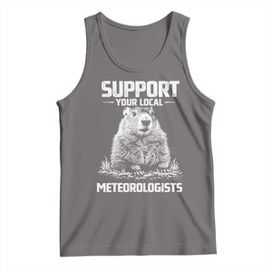 Funny Woodchuck Groundhog Day Tank Top Support Your Local Meteorologists TS11 Deep Heather Print Your Wear