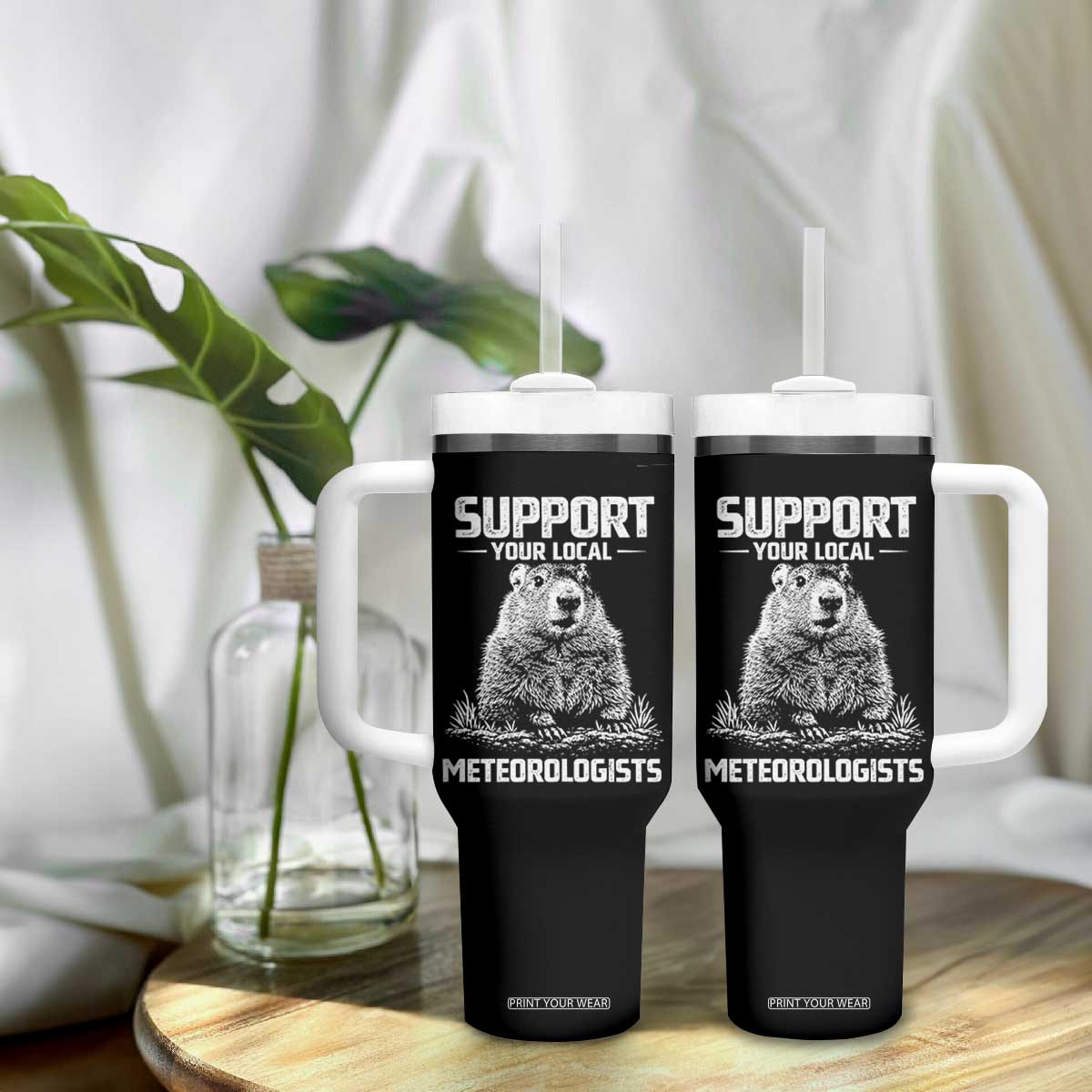 Funny Woodchuck Groundhog Day Tumbler With Handle Support Your Local Meteorologists TS11 Print Your Wear