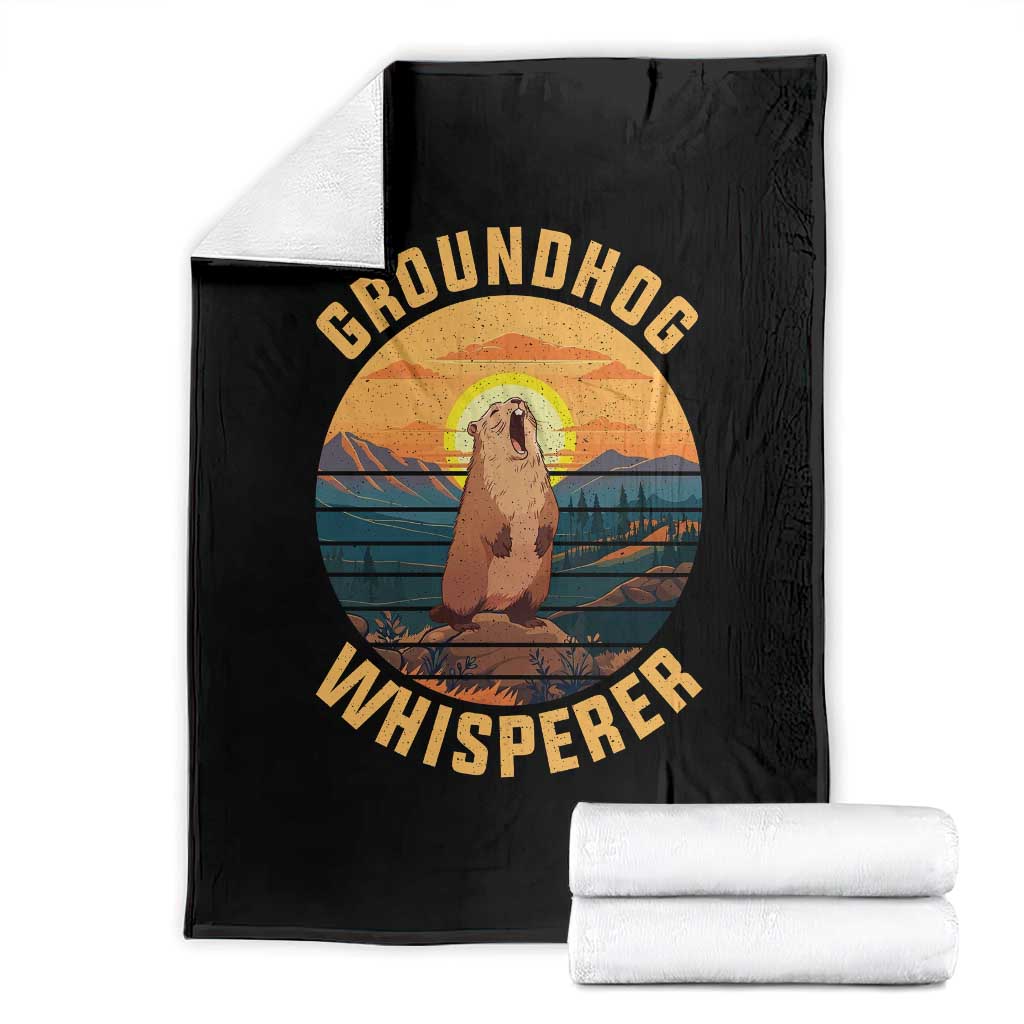 Funny Groundhog Whisperer Throw Blanket Screaming Woodchuck Mountain Forest TS11 Black Print Your Wear