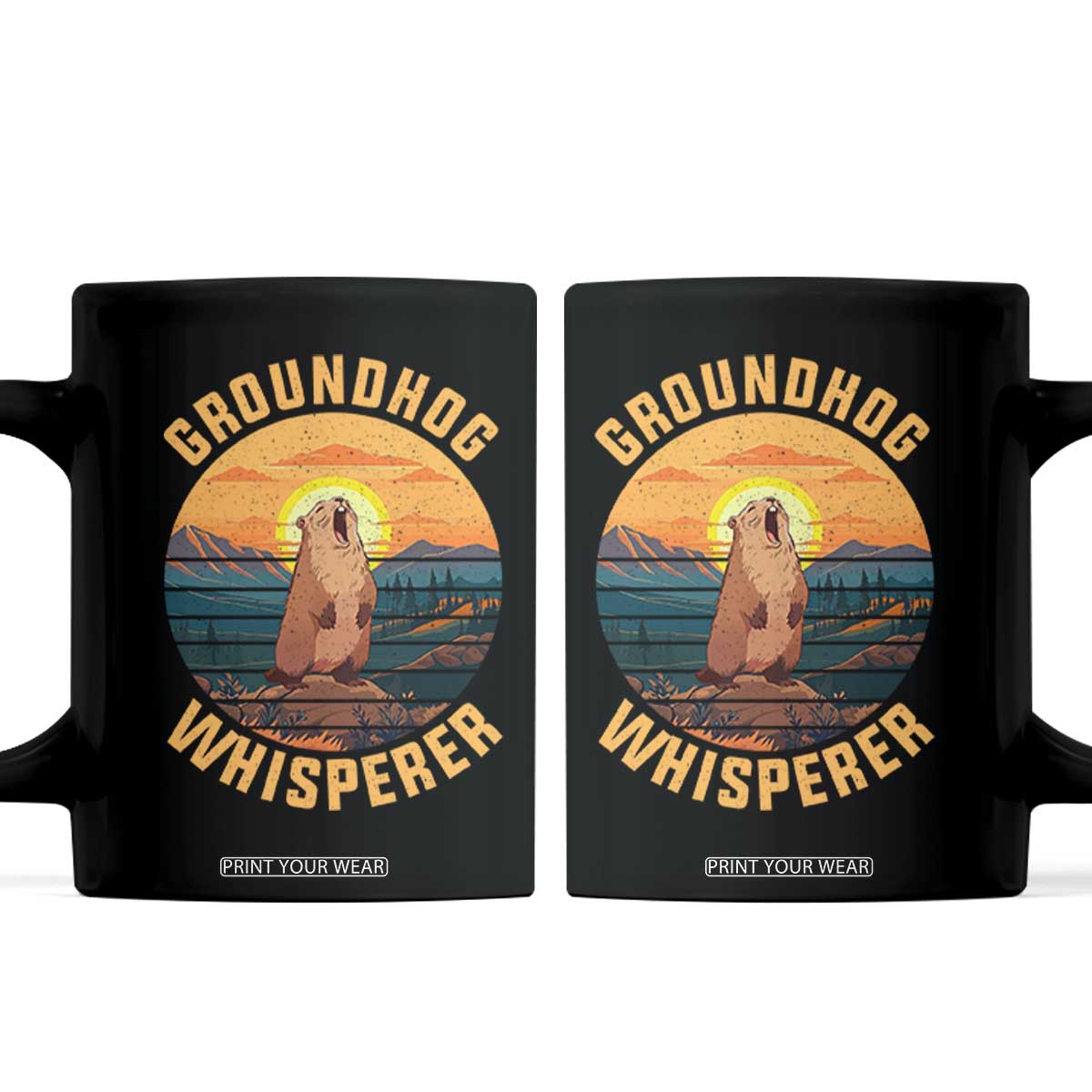 Funny Groundhog Whisperer Coffee Mug Screaming Woodchuck Mountain Forest TS11 Black Print Your Wear