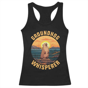 Funny Groundhog Whisperer Racerback Tank Top Screaming Woodchuck Mountain Forest TS11 Black Print Your Wear