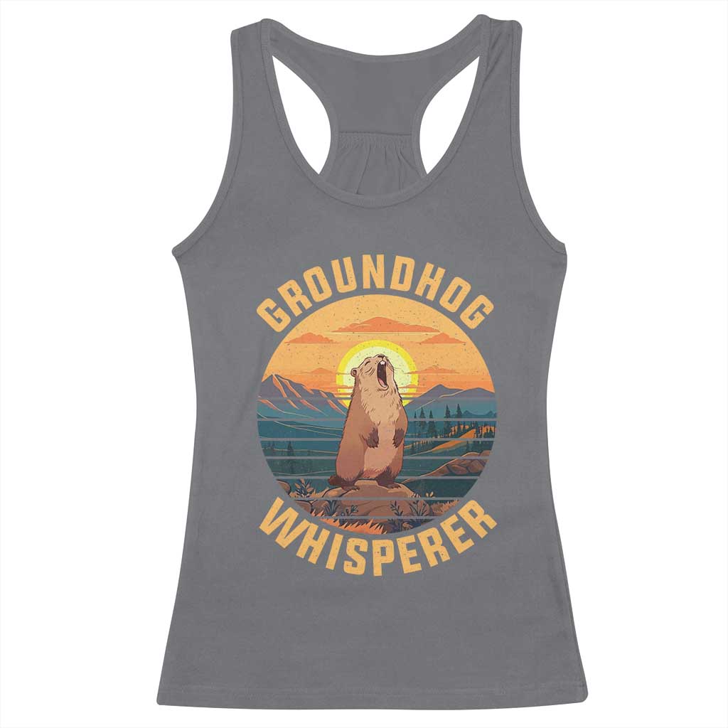 Funny Groundhog Whisperer Racerback Tank Top Screaming Woodchuck Mountain Forest TS11 Charcoal Print Your Wear