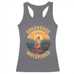 Funny Groundhog Whisperer Racerback Tank Top Screaming Woodchuck Mountain Forest TS11 Charcoal Print Your Wear
