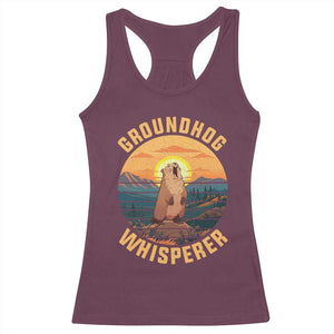 Funny Groundhog Whisperer Racerback Tank Top Screaming Woodchuck Mountain Forest TS11 Maroon Print Your Wear