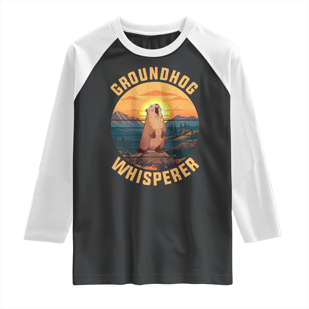 Funny Groundhog Whisperer Raglan Shirt Screaming Woodchuck Mountain Forest TS11 Black White Print Your Wear