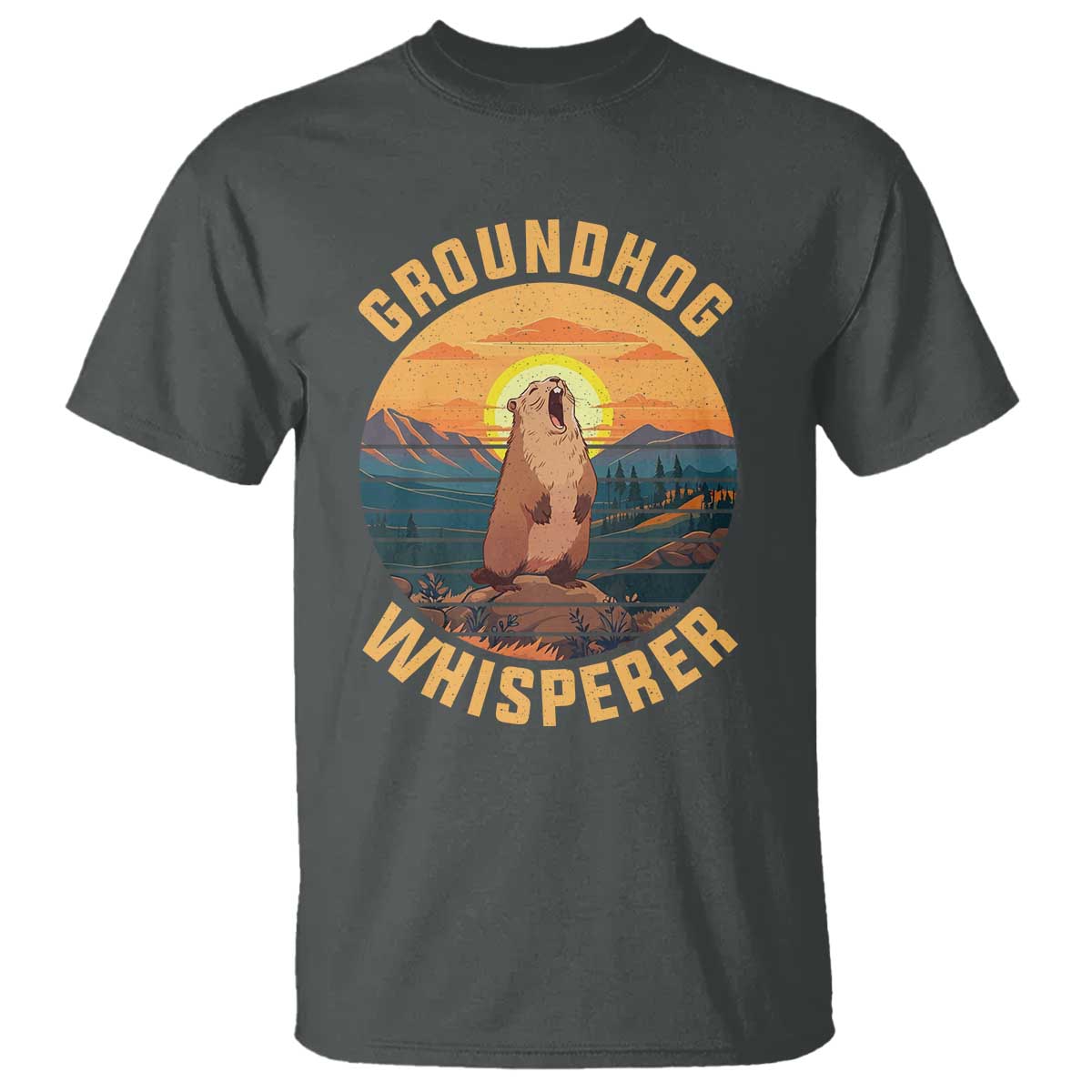 Funny Groundhog Whisperer T Shirt Screaming Woodchuck Mountain Forest TS11 Dark Heather Print Your Wear