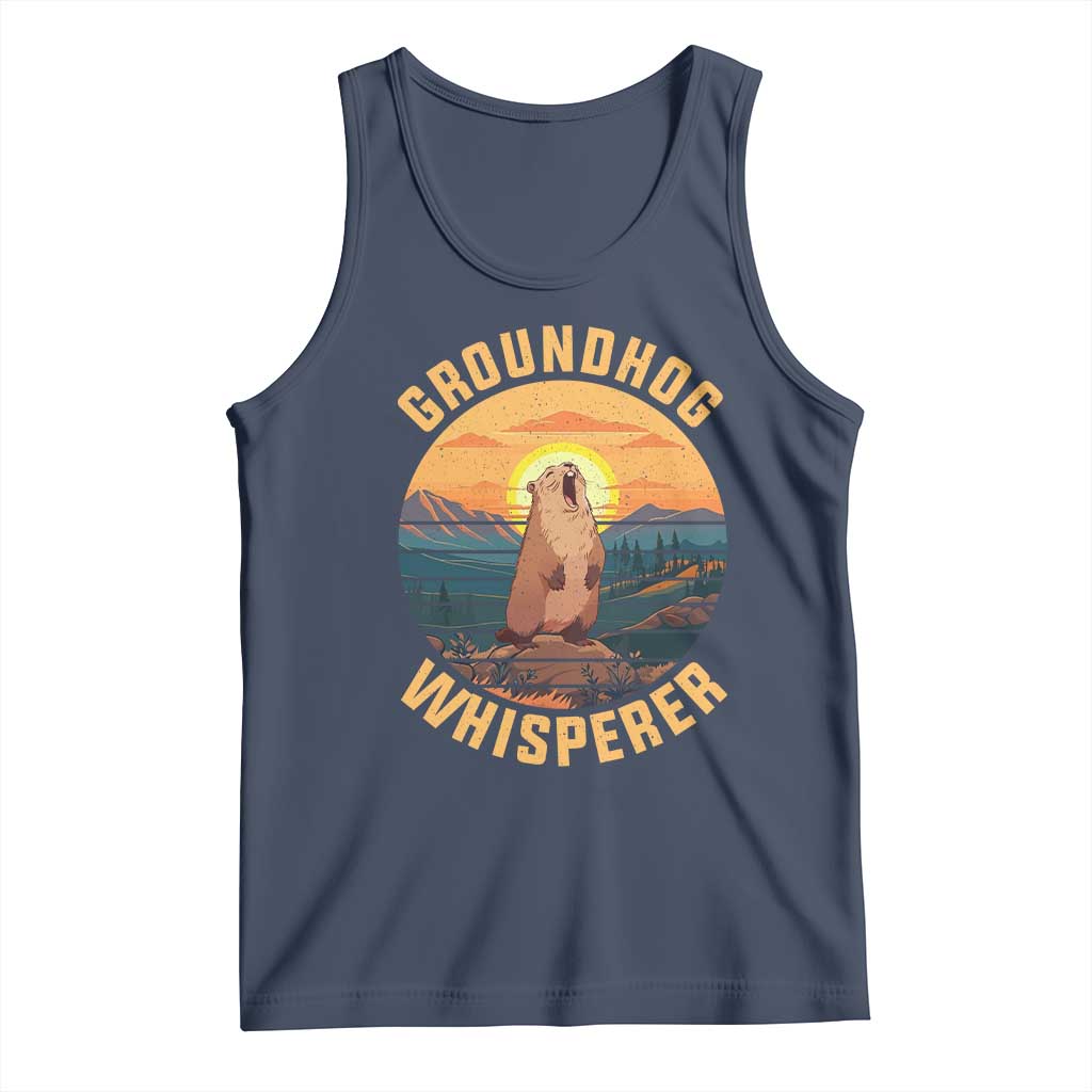 Funny Groundhog Whisperer Tank Top Screaming Woodchuck Mountain Forest TS11 Navy Print Your Wear