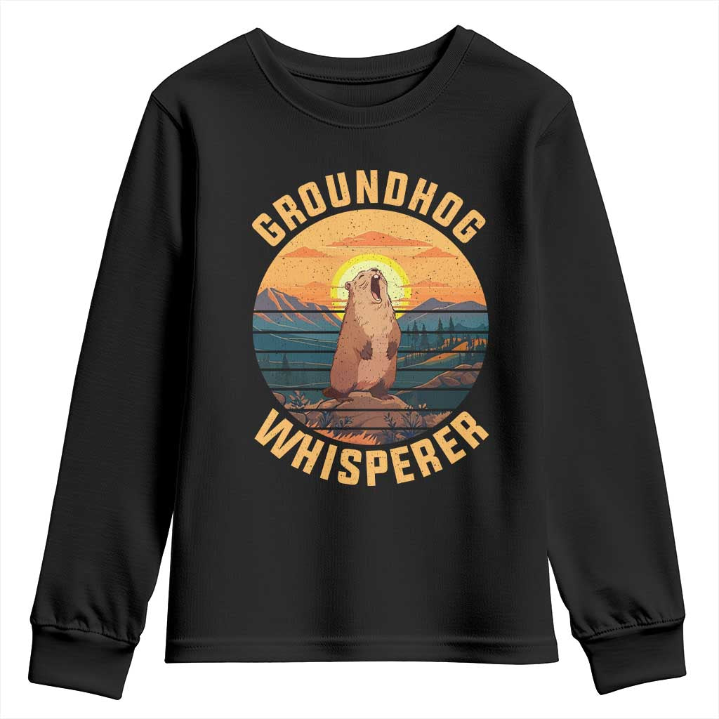 Funny Groundhog Whisperer Youth Sweatshirt Screaming Woodchuck Mountain Forest TS11 Black Print Your Wear