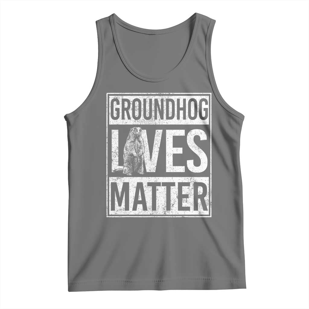 Groundhog Lives Matter Tank Top Funny Woodchuck Groundhog Day TS11 Black Heather Print Your Wear