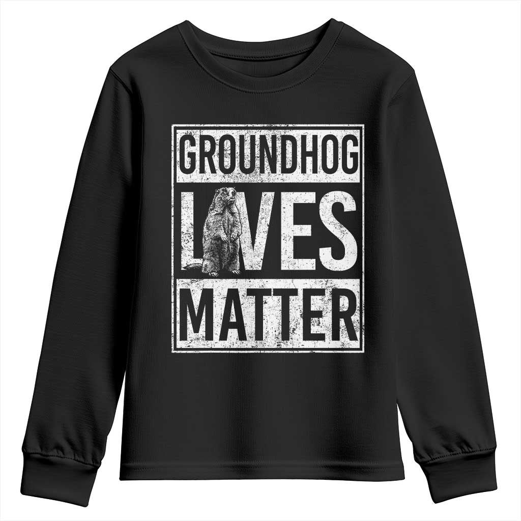 Groundhog Lives Matter Youth Sweatshirt Funny Woodchuck Groundhog Day TS11 Black Print Your Wear
