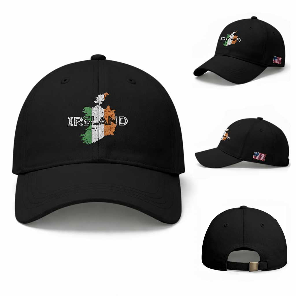 Vintage Irish Map Ireland Pride Souvenir Baseball Cap TS11 Baseball Cap Universal Fit Black Print Your Wear
