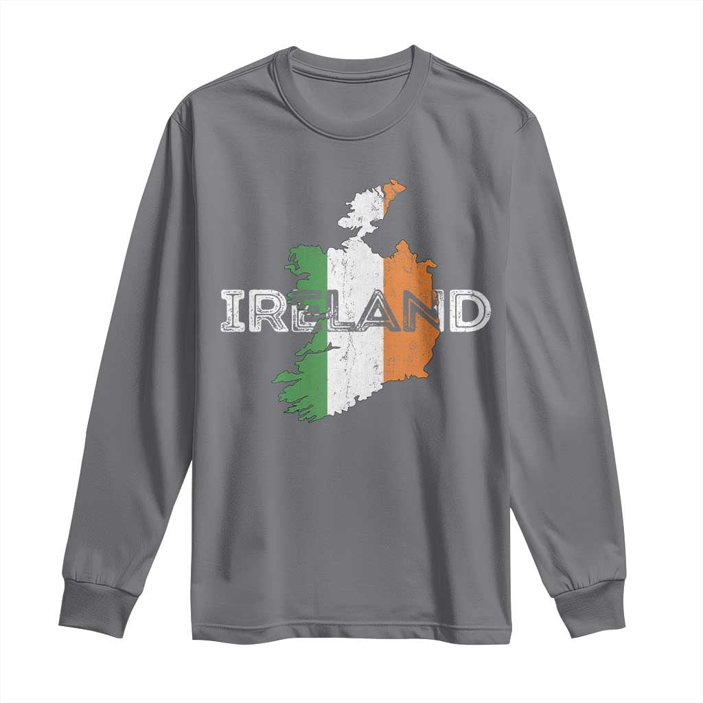 Vintage Irish Map Ireland Pride Souvenir Long Sleeve Shirt TS11 Charcoal Print Your Wear