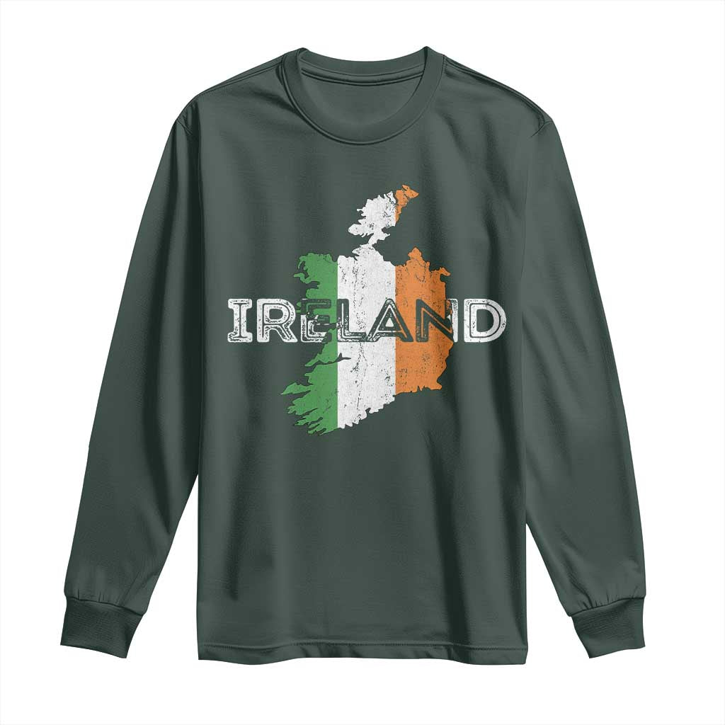 Vintage Irish Map Ireland Pride Souvenir Long Sleeve Shirt TS11 Dark Forest Green Print Your Wear