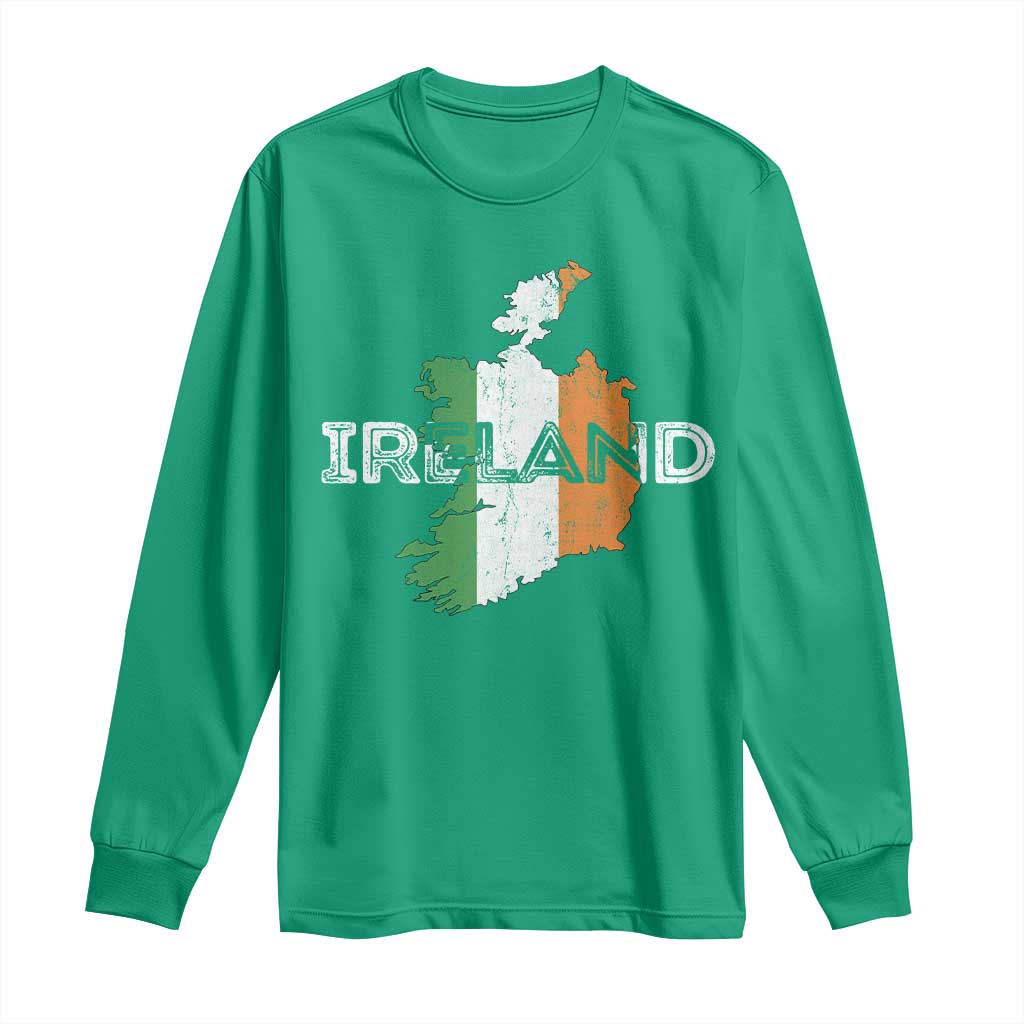 Vintage Irish Map Ireland Pride Souvenir Long Sleeve Shirt TS11 Irish Green Print Your Wear