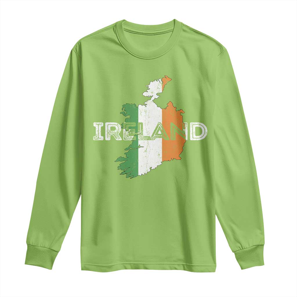 Vintage Irish Map Ireland Pride Souvenir Long Sleeve Shirt TS11 Lime Print Your Wear