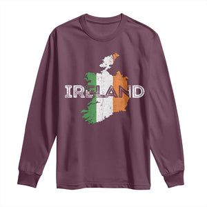 Vintage Irish Map Ireland Pride Souvenir Long Sleeve Shirt TS11 Maroon Print Your Wear