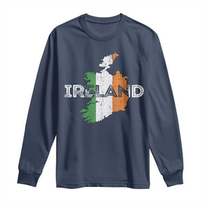Vintage Irish Map Ireland Pride Souvenir Long Sleeve Shirt TS11 Navy Print Your Wear