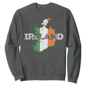 Vintage Irish Map Ireland Pride Souvenir Sweatshirt TS11 Dark Heather Print Your Wear