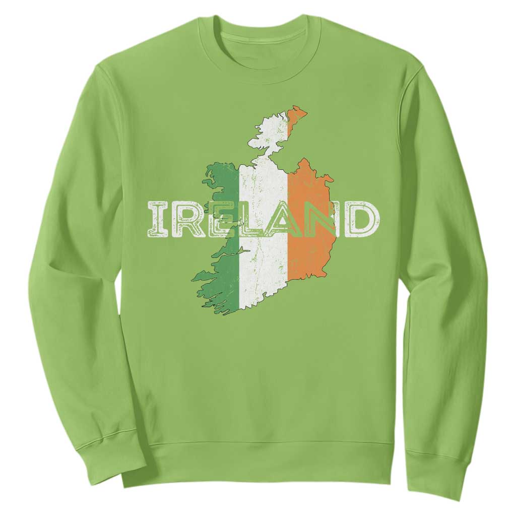 Vintage Irish Map Ireland Pride Souvenir Sweatshirt TS11 Lime Print Your Wear