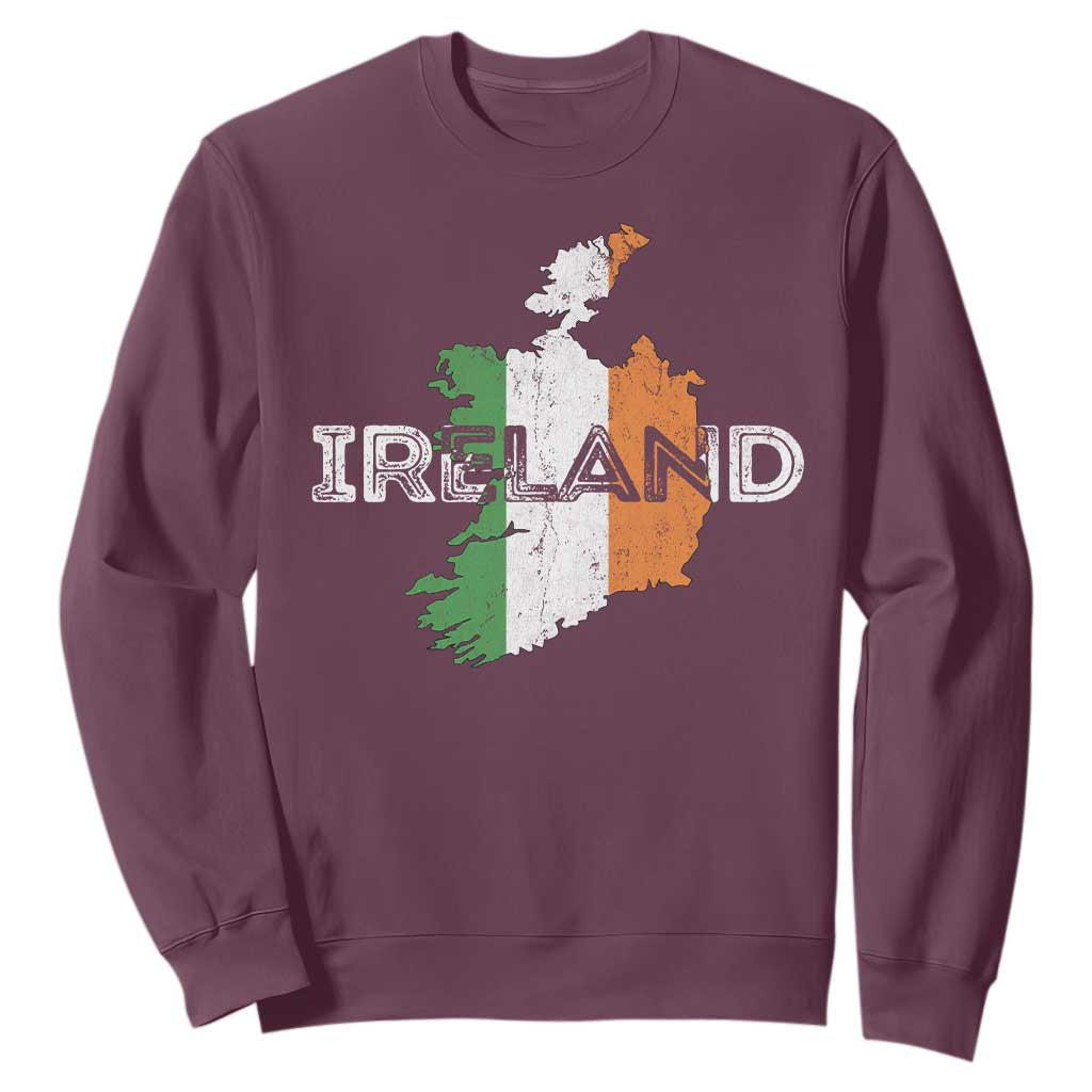 Vintage Irish Map Ireland Pride Souvenir Sweatshirt TS11 Maroon Print Your Wear