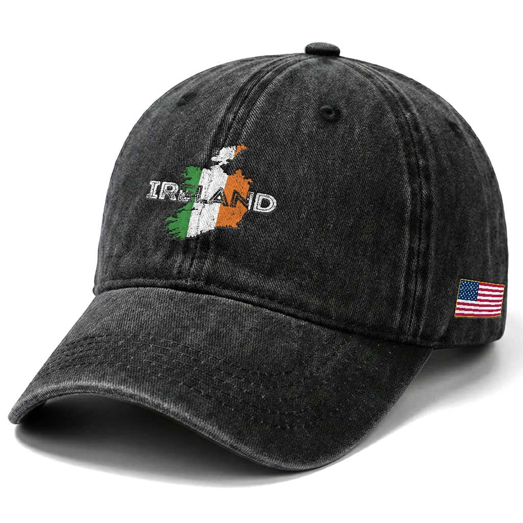 Vintage Irish Map Ireland Pride Souvenir Washed Cotton Baseball Cap TS11 Print Your Wear