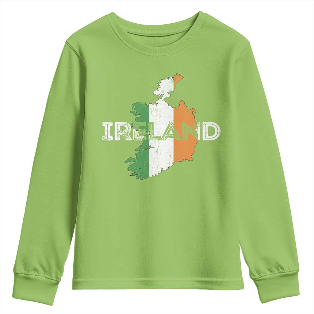 Vintage Irish Map Ireland Pride Souvenir Youth Sweatshirt TS11 Lime Print Your Wear