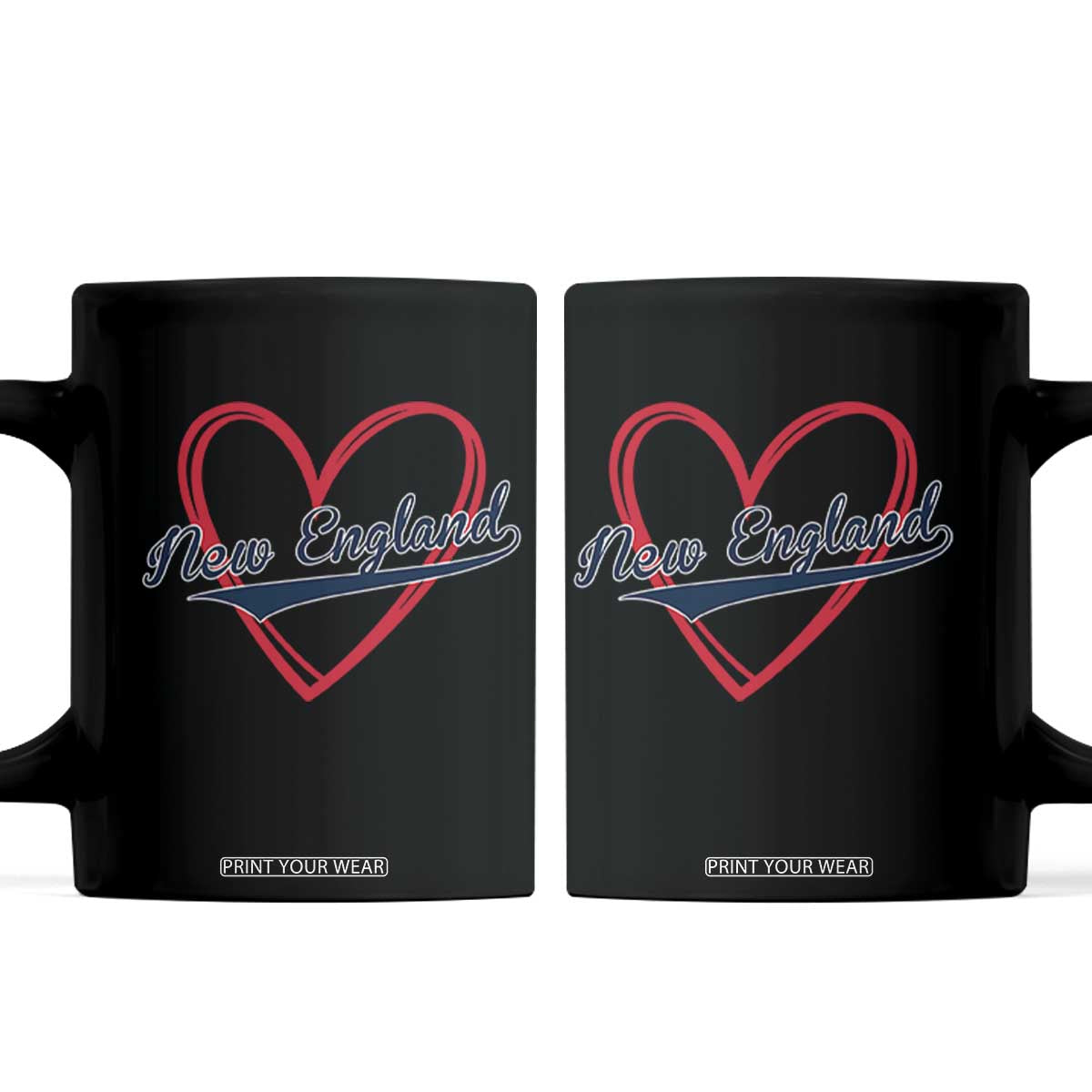 New England Vintage Red Heart Sport Fan Game Day Coffee Mug TS11 Black Print Your Wear