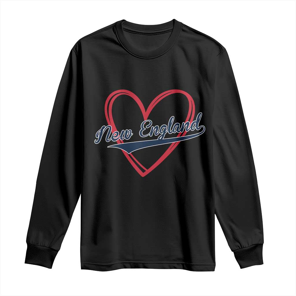 New England Vintage Red Heart Sport Fan Game Day Long Sleeve Shirt TS11 Black Print Your Wear