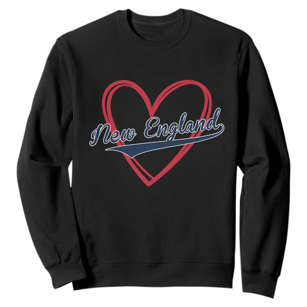 New England Vintage Red Heart Sport Fan Game Day Sweatshirt TS11 Black Print Your Wear