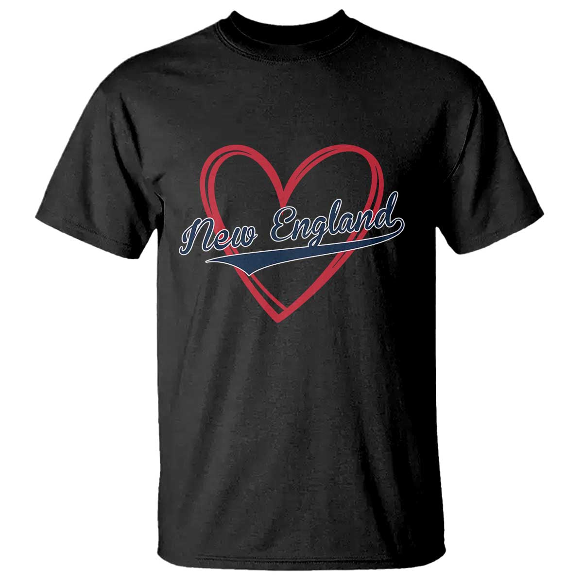 New England Vintage Red Heart Sport Fan Game Day T Shirt TS11 Black Print Your Wear