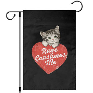 Funny Cat Rage Consumes Me Garden Flag 70s Retro Kitten with Heart