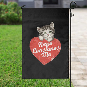 Funny Cat Rage Consumes Me Garden Flag 70s Retro Kitten with Heart