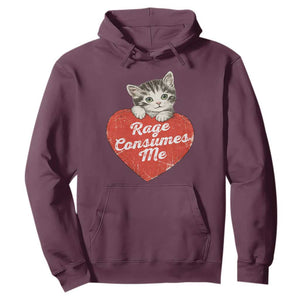 Funny Cat Rage Consumes Me Hoodie 70s Retro Kitten with Heart