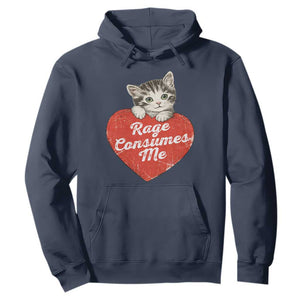 Funny Cat Rage Consumes Me Hoodie 70s Retro Kitten with Heart