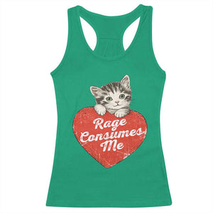 Funny Cat Rage Consumes Me Racerback Tank Top 70s Retro Kitten with Heart