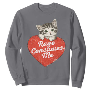 Funny Cat Rage Consumes Me Sweatshirt 70s Retro Kitten with Heart