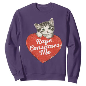 Funny Cat Rage Consumes Me Sweatshirt 70s Retro Kitten with Heart