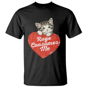 Funny Cat Rage Consumes Me T Shirt 70s Retro Kitten with Heart