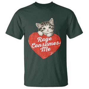 Funny Cat Rage Consumes Me T Shirt 70s Retro Kitten with Heart