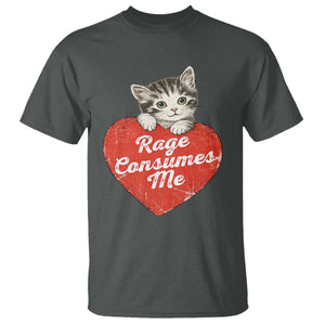 Funny Cat Rage Consumes Me T Shirt 70s Retro Kitten with Heart