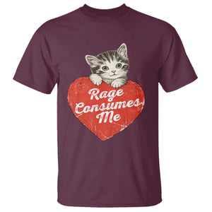 Funny Cat Rage Consumes Me T Shirt 70s Retro Kitten with Heart