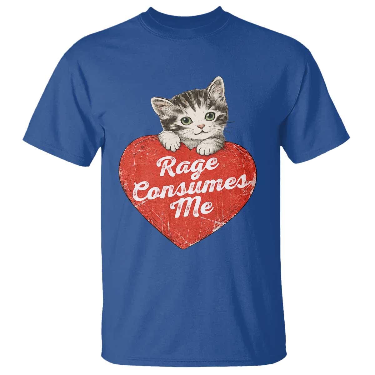Funny Cat Rage Consumes Me T Shirt 70s Retro Kitten with Heart