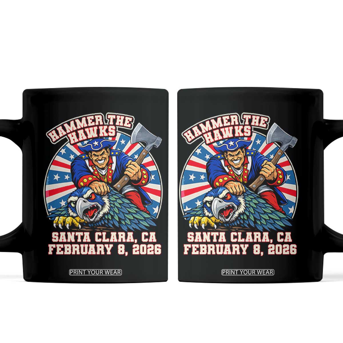 Funny Football Rivarly Coffee Mug Hammer The Hawk New England Minutemen Championship TS11 Black Print Your Wear