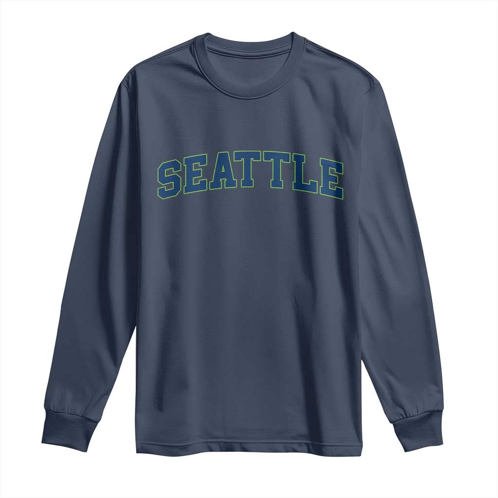 Seattle Fan Long Sleeve Shirt Vintage Athletic Sports City Game Day TS11 Navy Print Your Wear