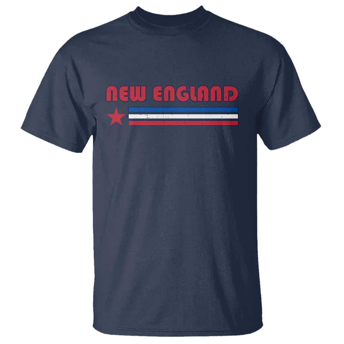 New England Fan T Shirt Vintage Athletic Sports Star And Stripes TS11 Navy Print Your Wear