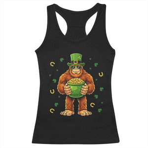 Funny St Patricks Day Bigfoot Lucky Pot Gold Sunglasses Sasquatch Racerback Tank Top TS11 Black Print Your Wear